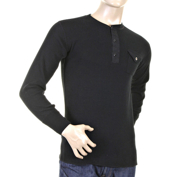 Black Long Sleeve SC65293 Fiction Romance Henley Neck T-shirt CANE1083