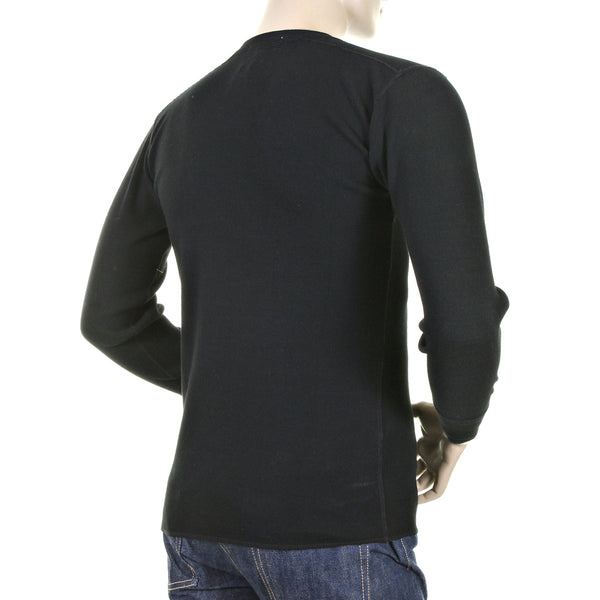 Black Long Sleeve SC65293 Fiction Romance Henley Neck T-shirt CANE1083