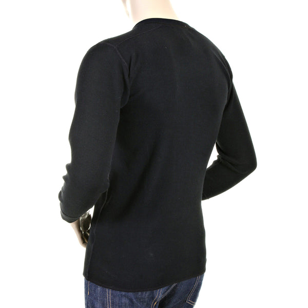 Black Long Sleeve SC65293 Fiction Romance Henley Neck T-shirt CANE1083