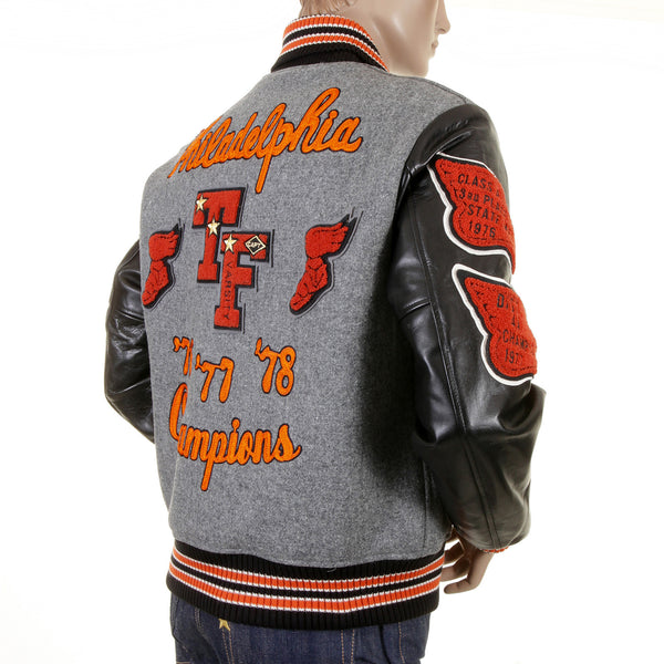 Grey and Black WV12310 Philadelphia Champions Varsity Jacket CANE1085