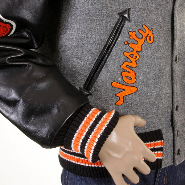 Grey and Black WV12310 Philadelphia Champions Varsity Jacket CANE1085