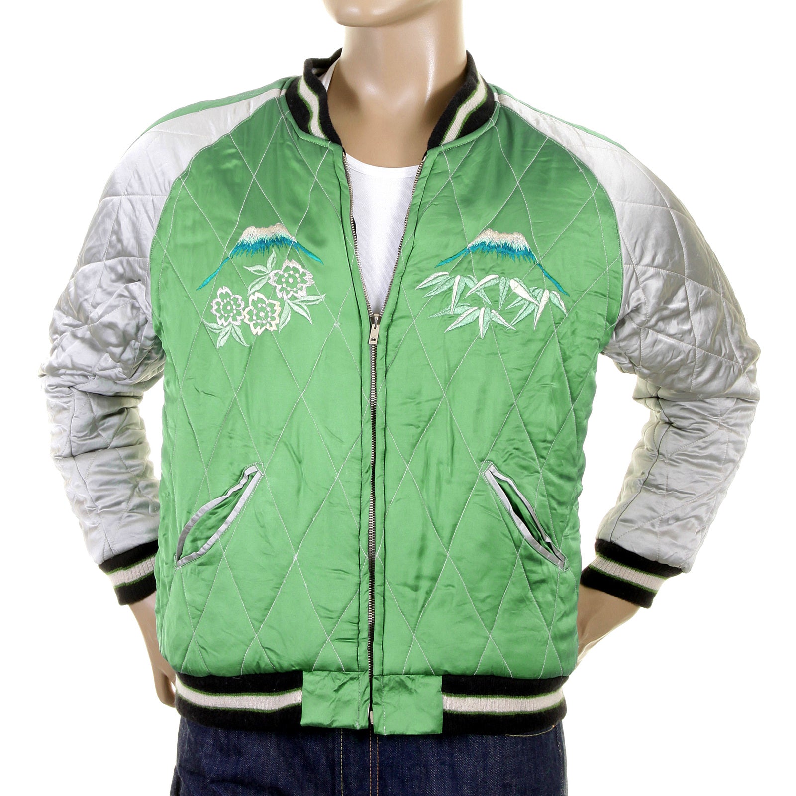 Giant Panda TT12420 Pale Green and Silver Souvenir Jacket TOYO1084