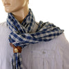 Sugarcane Blue Palaka SC01968A One Wash Vintage Cut Stole for Men with Leather Stole Ring CANE2694