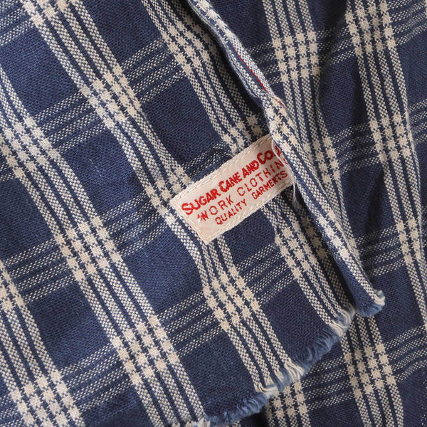 Sugarcane Blue Palaka SC01968A One Wash Vintage Cut Stole for Men with Leather Stole Ring CANE2694