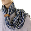 Sugarcane Blue Palaka SC01968A One Wash Vintage Cut Stole for Men with Leather Stole Ring CANE2694