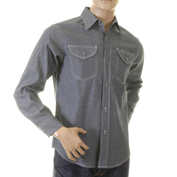 Navy Chambray Non Wash SC25638N Vintage Cut Work Shirt CANE2021