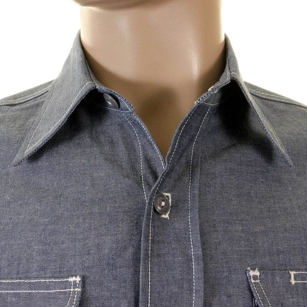 Navy Chambray Non Wash SC25638N Vintage Cut Work Shirt CANE2021