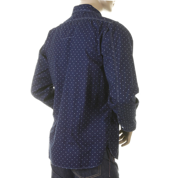 Navy Fiction Romance SC25675A Star Dot Vintage Cut Work Shirt CANE2728