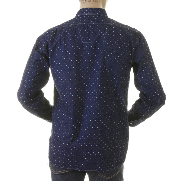 Navy Fiction Romance SC25675A Star Dot Vintage Cut Work Shirt CANE2728