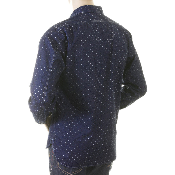 Navy Fiction Romance SC25675A Star Dot Vintage Cut Work Shirt CANE2728