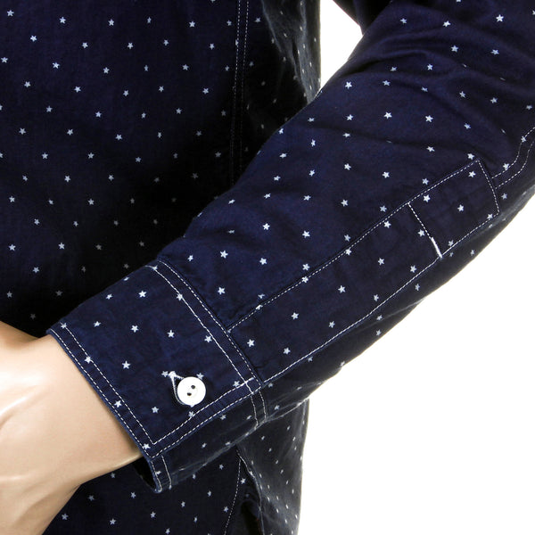 Navy Fiction Romance SC25675A Star Dot Vintage Cut Work Shirt CANE2728