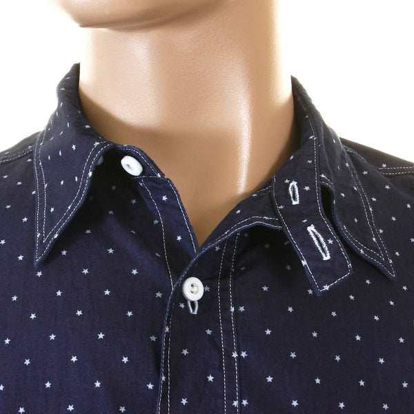 Navy Fiction Romance SC25675A Star Dot Vintage Cut Work Shirt CANE2728