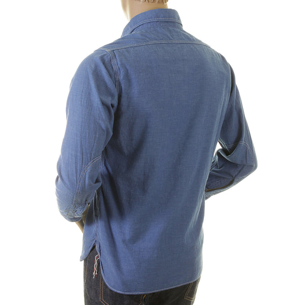 Sugar Cane VAT DYE blue chambray SC25513 work shirt CANE2017