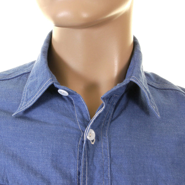 Sugar Cane VAT DYE blue chambray SC25513 work shirt CANE2017