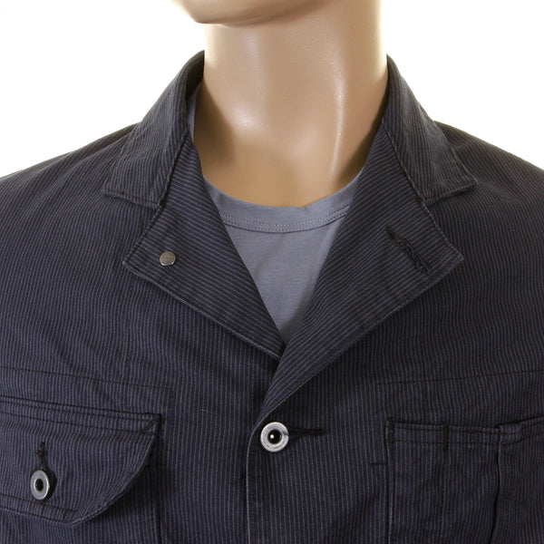 Navy Pinstriped Regular Fit SC12455 Vintage Cut Work Jacket CANE2016