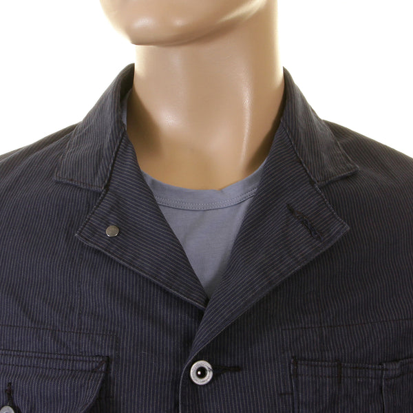 Navy Pinstriped Regular Fit SC12455 Vintage Cut Work Jacket CANE2016