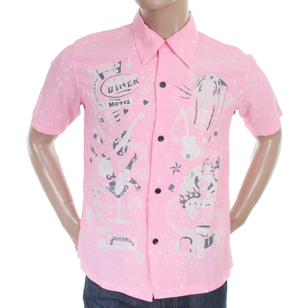 Keoni of Hawaii SS36209 Rock and Roll Voodoo Rayon Pink Shirt SURF3319