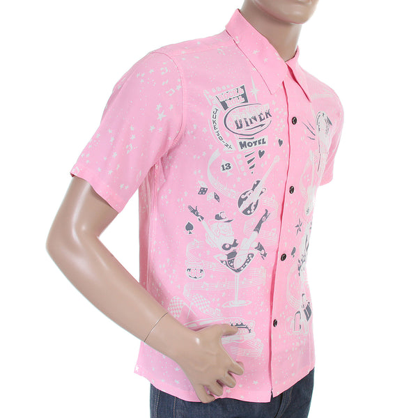 Keoni of Hawaii SS36209 Rock and Roll Voodoo Rayon Pink Shirt SURF3319