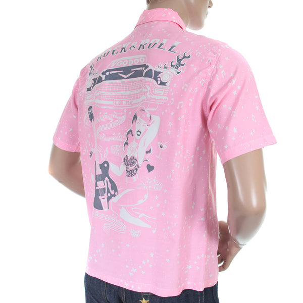 Keoni of Hawaii SS36209 Rock and Roll Voodoo Rayon Pink Shirt SURF3319