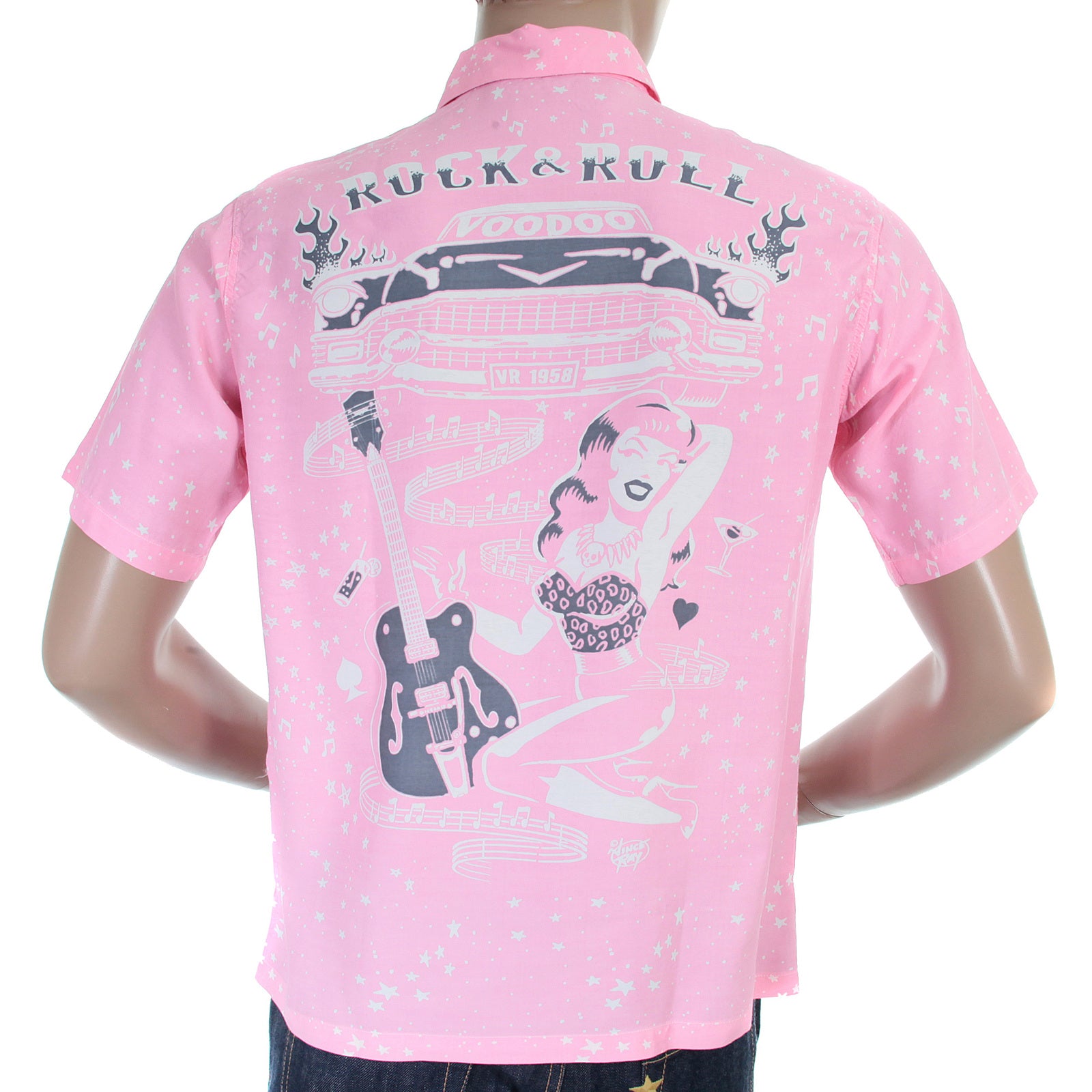 Keoni of Hawaii SS36209 Rock and Roll Voodoo Rayon Pink Shirt