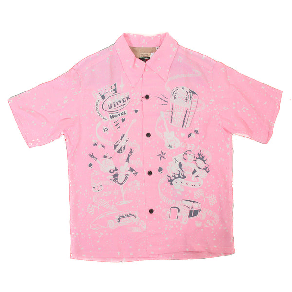 Keoni of Hawaii SS36209 Rock and Roll Voodoo Rayon Pink Shirt SURF3319