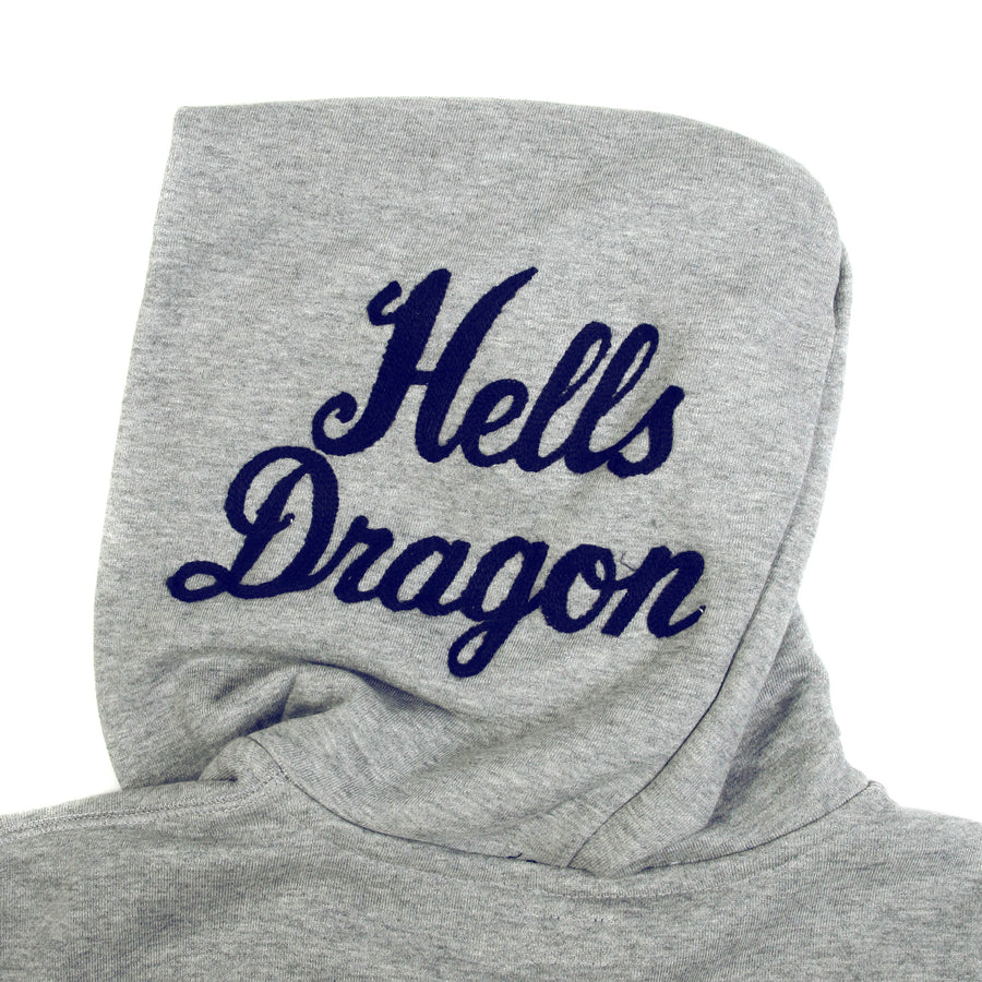 Hells Dragon Embroidered TT64244 Slim Fit Heather Grey Hoodie CANE2848