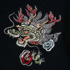 Slim Fit TT64244 Black Hoodie with Hells Dragon Embroidery CANE2849