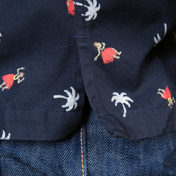 Navy Button Down SS36249 Hula Dancer Printed Oxford Shirt SURF3812