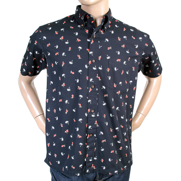 Navy Button Down SS36249 Hula Dancer Printed Oxford Shirt SURF3812