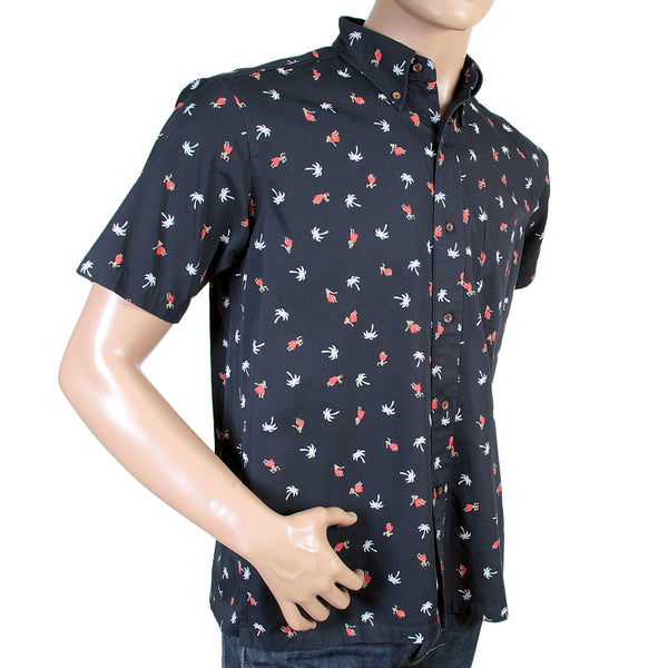 Navy Button Down SS36249 Hula Dancer Printed Oxford Shirt SURF3812