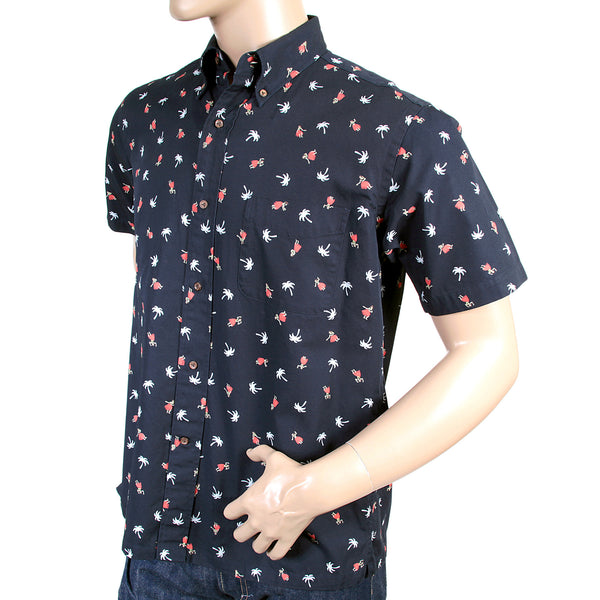 Navy Button Down SS36249 Hula Dancer Printed Oxford Shirt SURF3812