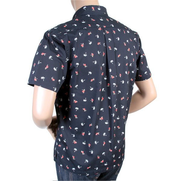 Navy Button Down SS36249 Hula Dancer Printed Oxford Shirt SURF3812