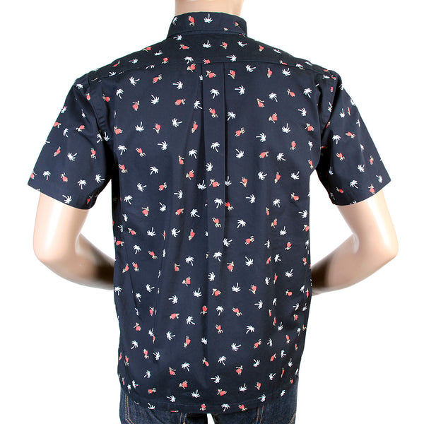Navy Button Down SS36249 Hula Dancer Printed Oxford Shirt SURF3812