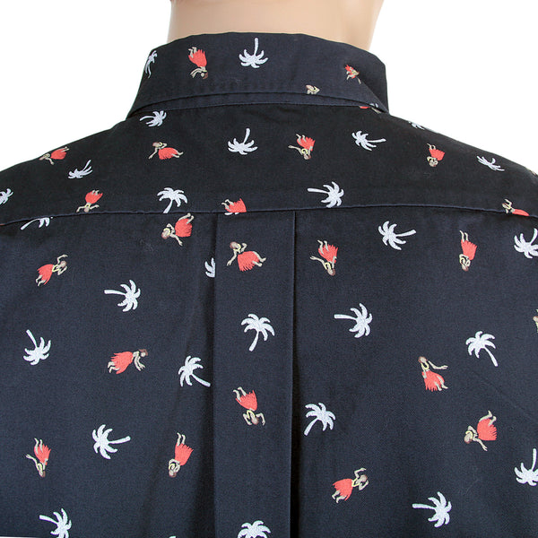 Navy Button Down SS36249 Hula Dancer Printed Oxford Shirt SURF3812