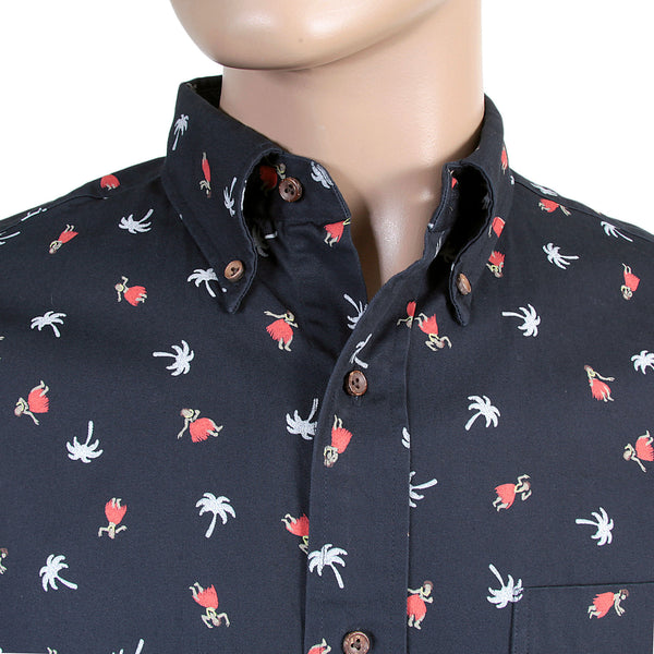 Navy Button Down SS36249 Hula Dancer Printed Oxford Shirt SURF3812