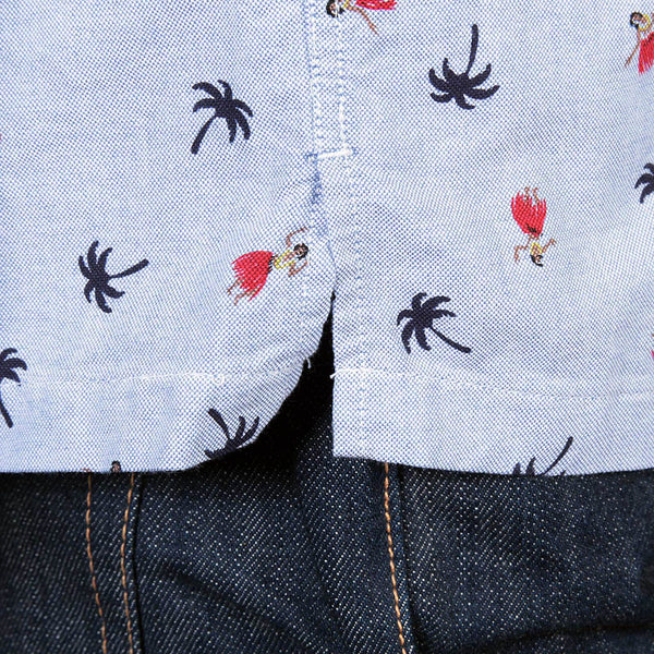 Blue Oxford SS34973 Button Down Hula Dancer Printed Shirt SURF3814