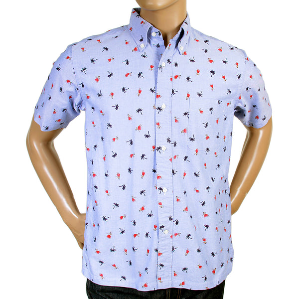 Blue Oxford SS34973 Button Down Hula Dancer Printed Shirt SURF3814