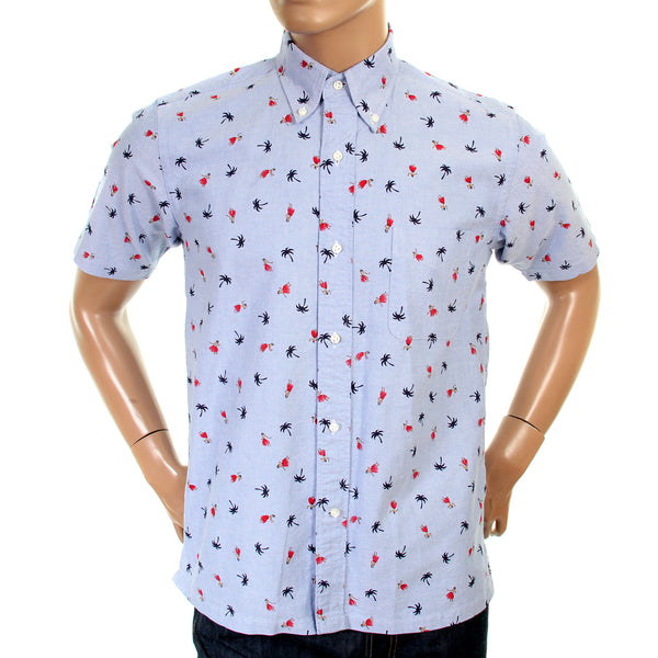 Blue Oxford SS34973 Button Down Hula Dancer Printed Shirt SURF3814