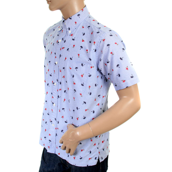 Blue Oxford SS34973 Button Down Hula Dancer Printed Shirt SURF3814