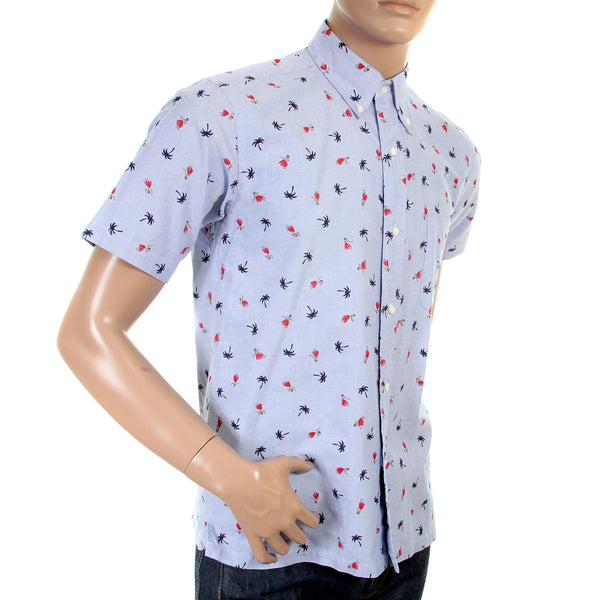 Blue Oxford SS34973 Button Down Hula Dancer Printed Shirt SURF3814