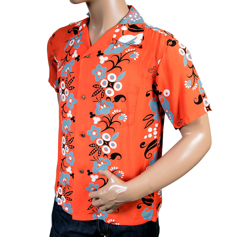 Sun Surf Mens SS36430 Regular Fit Cuban Collar Short Sleeve Red Rayon Hawaiian Elsies Flower Shirt SURF4299