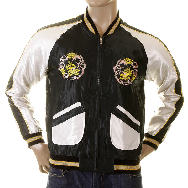 Hand Embroidered Dragon TT12420 Black and Ivory Suka Jacket TOYO2022A