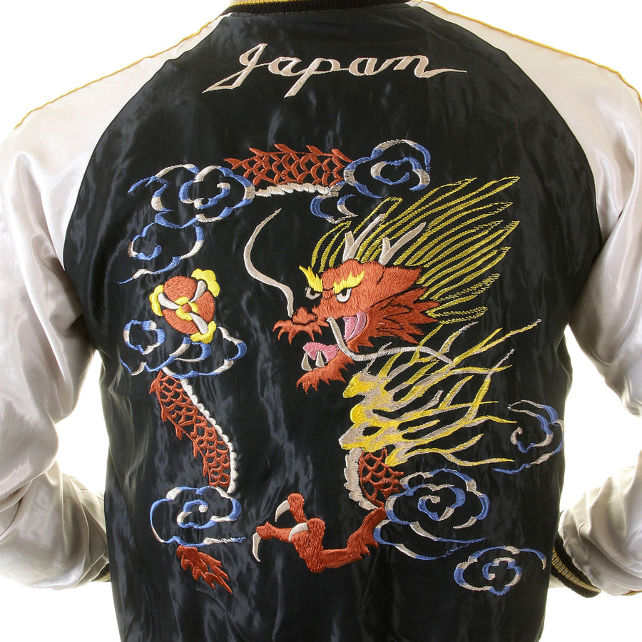 Hand Embroidered Dragon TT12420 Black and Ivory Suka Jacket TOYO2022A