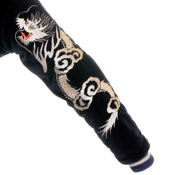 Skull Embroidered Black TT11783 Acetate Velvet Suka Jacket TOYO4233