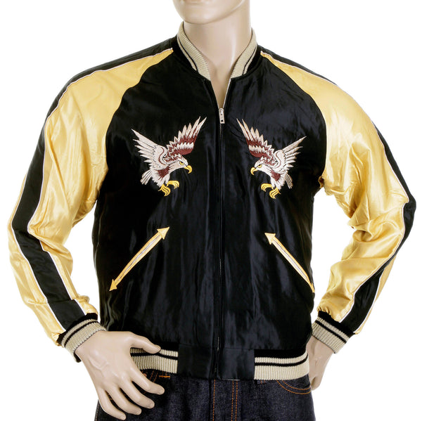Black and Gold TT11781 Eagle Embroidered Souvenir Jacket TOYO4232