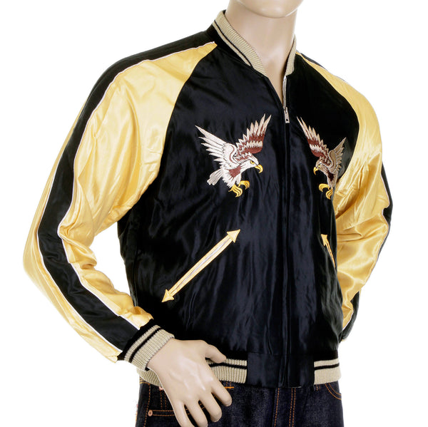 Black and Gold TT11781 Eagle Embroidered Souvenir Jacket TOYO4232