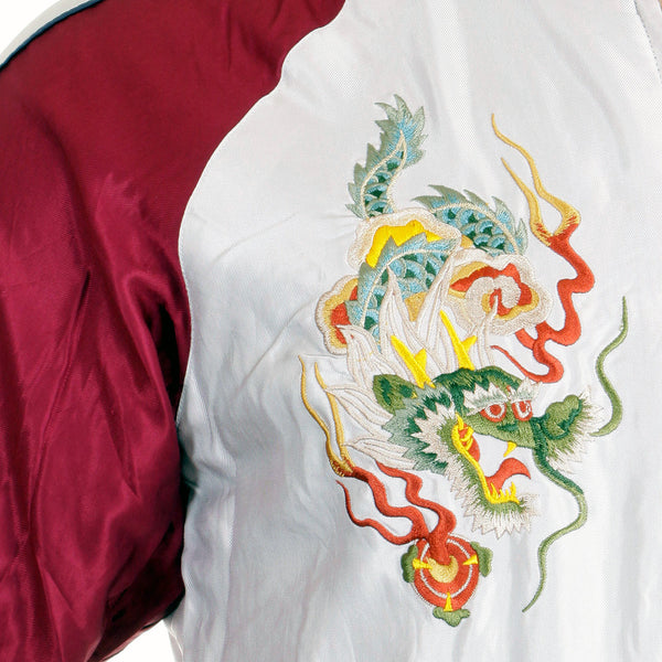 Silver and Wine TT11781 Dragon Embroidered Souvenir Jacket TOYO4232A