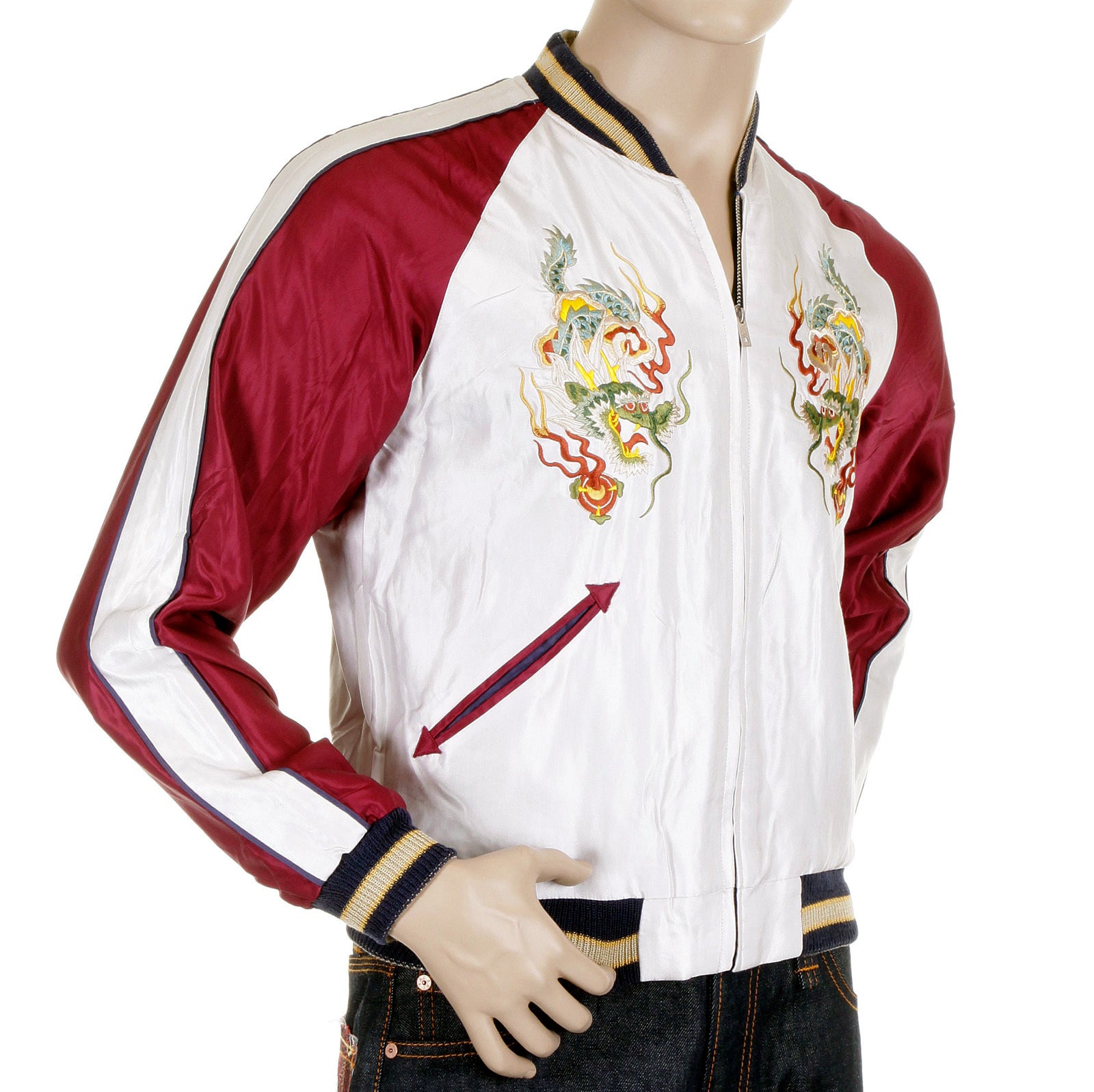 Dragon Embroidered TT11781 Silver and Wine Souvenir Jacket TOYOSC4232A –  SugarCane Jeans