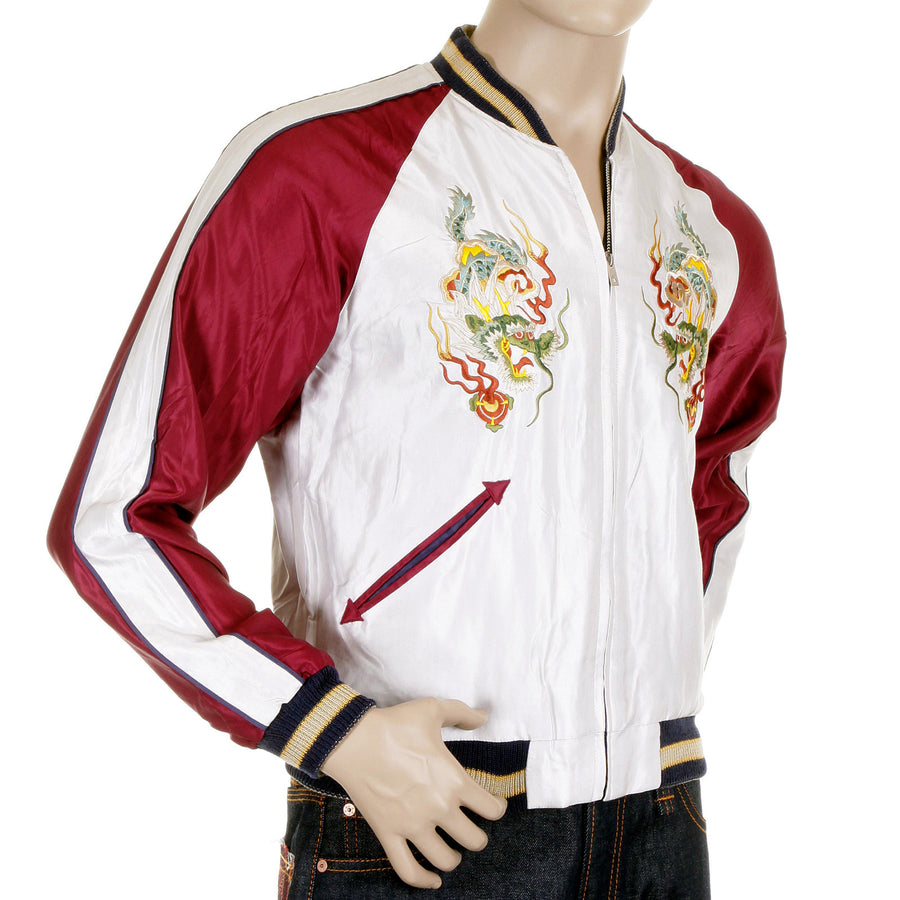 Dragon Embroidered TT11781 Silver and Wine Souvenir Jacket TOYOSC4232A