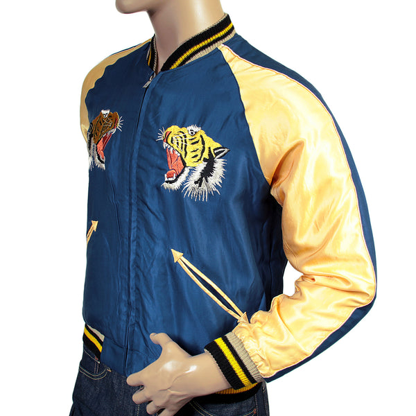 Royal Blue and Gold TT13001 Tiger Embroidered Suka Jacket TOYO3709A